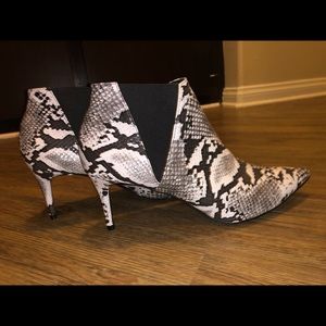 Snakeskin black and white booties